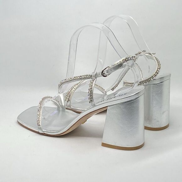 Stuart Weitzman Embellished Metallic Leather Sandals size 9.5 - Picture 6 of 12